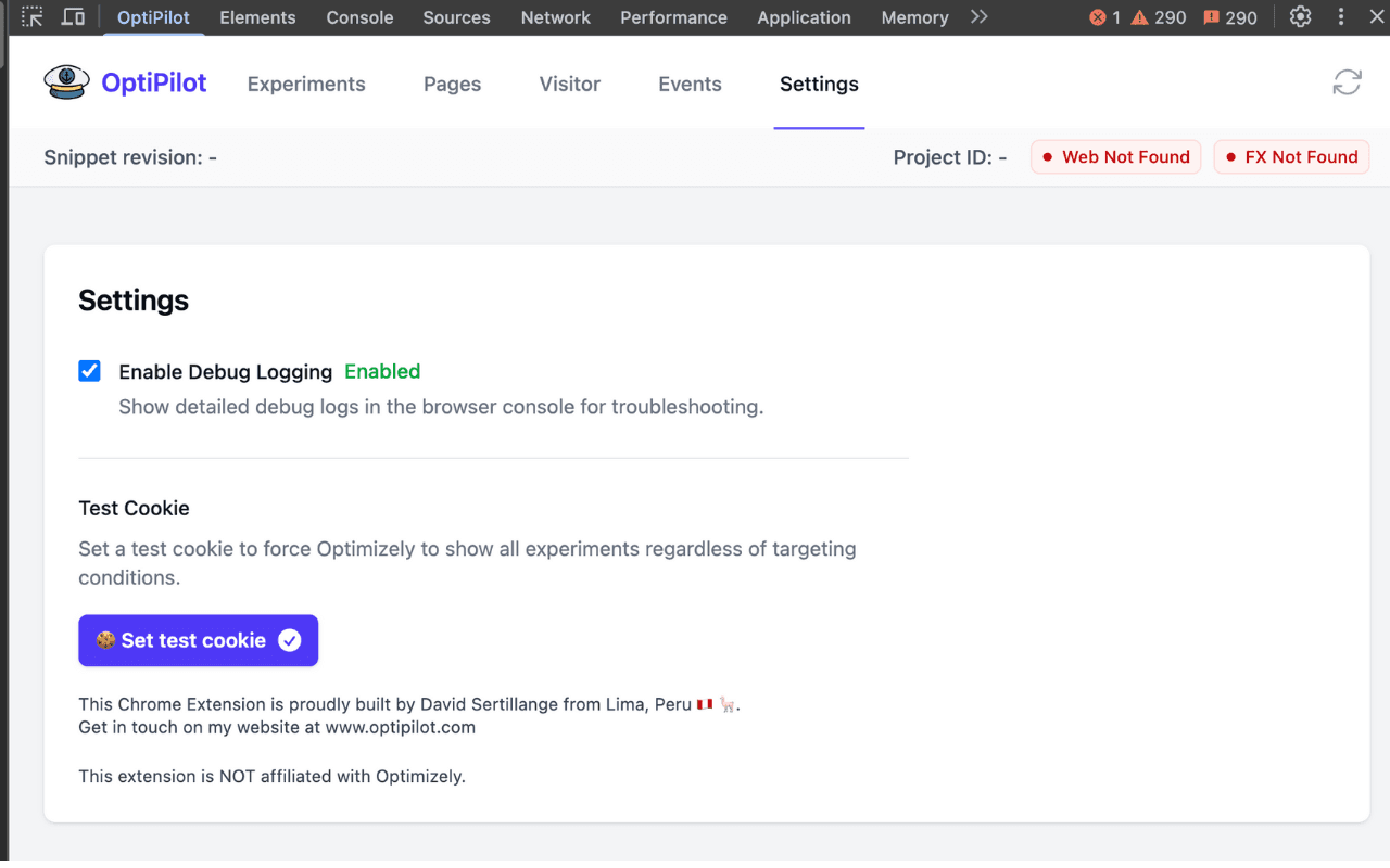The OptiPilot DevTools workspace overview showing diagnostic tools and product status